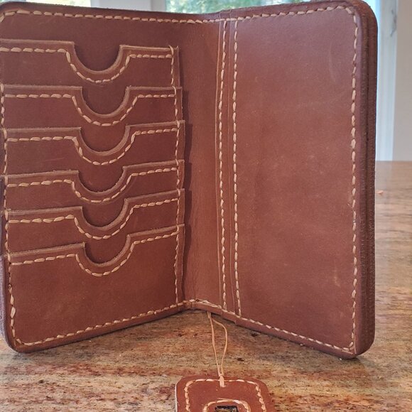 Brand New - handcrafted Passport/Travel wallet 6/7 oz chrome leather - Picture 1 of 10